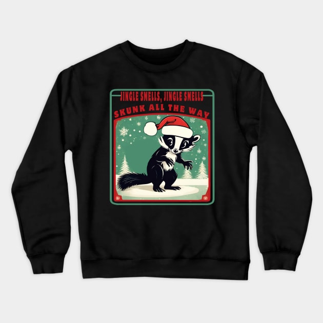 Skunk Christmas Crewneck Sweatshirt by Ilustradamus